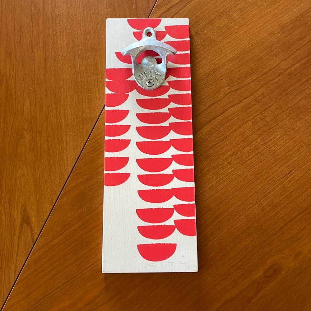 Handmade wall mount bottle opener